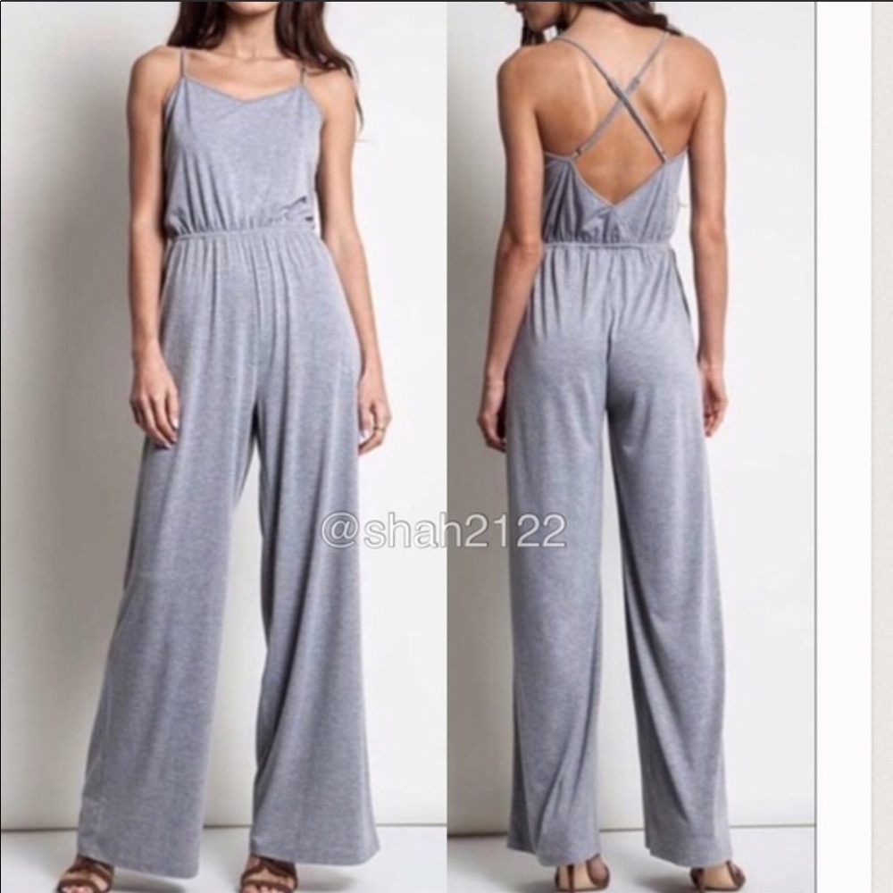 Jumpsuit Dress Criss Cross Backless Wide Leg Pants - Picture 4 of 7